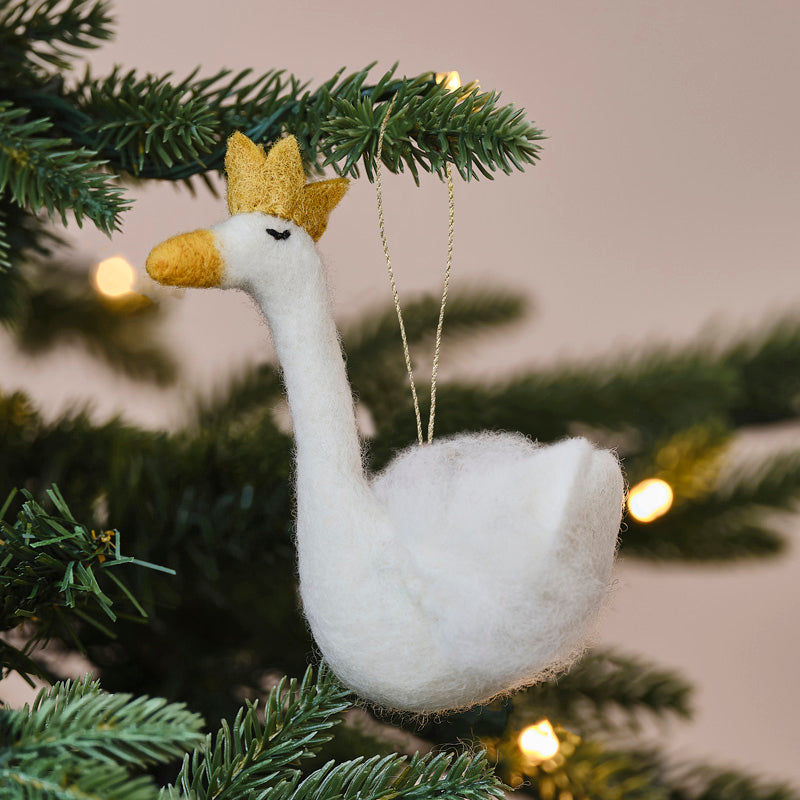 Tree Decorations - Felt White Swan