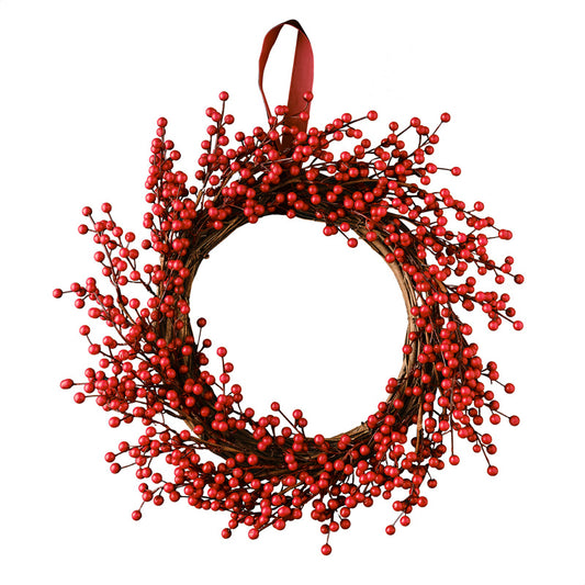 Red Berry Wreath with Velvet Ribbon
