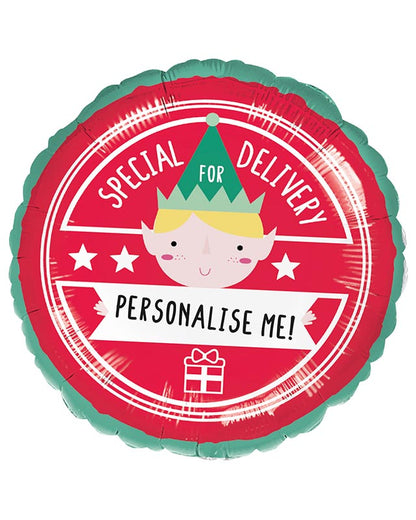Personalisable Write On Elf Arrival Balloon - 18" Foil