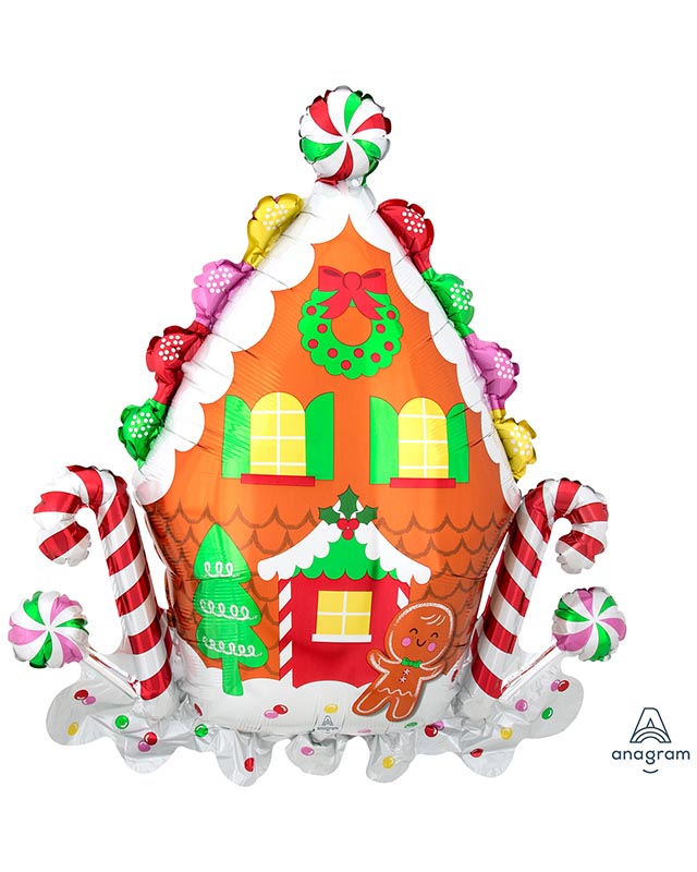 Gingerbread House Supershape Balloon - 28" x 30" Foil – product image 1