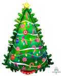 Holographic Christmas Tree Supershape Balloon - 26" x 36" Foil – product image 1