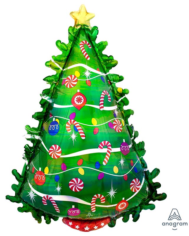 Holographic Christmas Tree Supershape Balloon - 26" x 36" Foil – product image 1