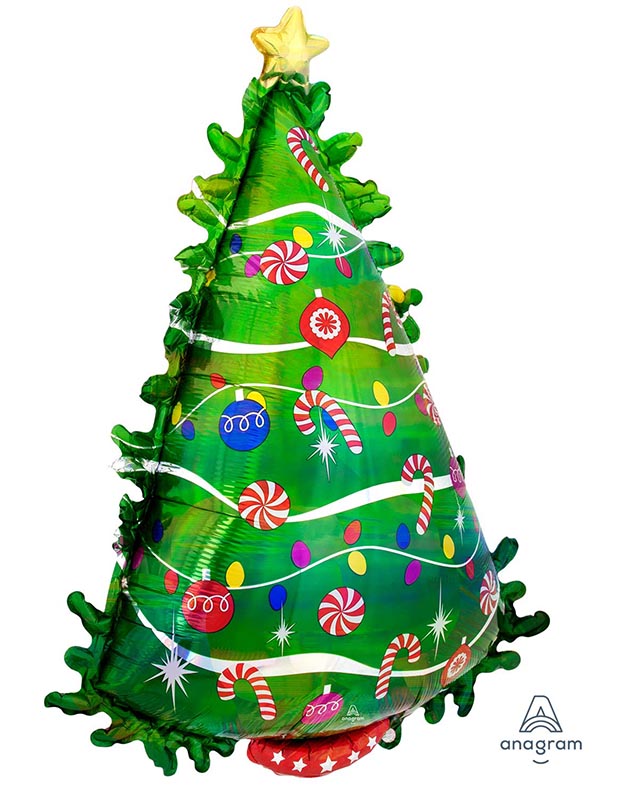 Holographic Christmas Tree Supershape Balloon - 26" x 36" Foil – product image 2