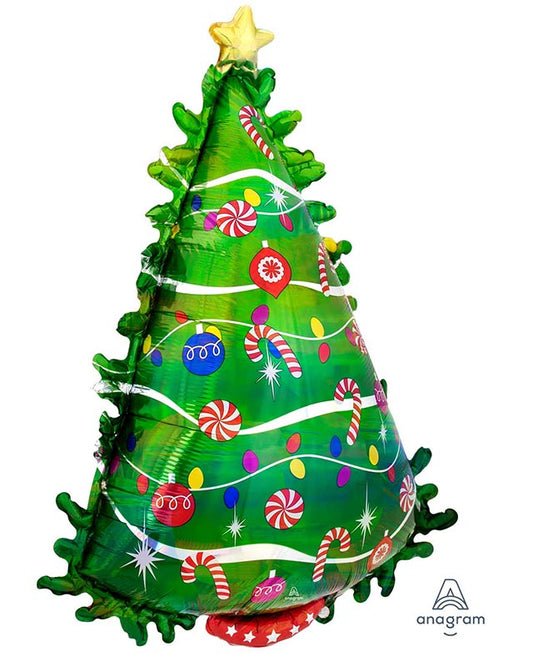 Holographic Christmas Tree Supershape Balloon - 26" x 36" Foil