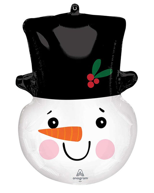 Smiley Snowman Head Supershape Balloon - 17" x 23" Foil