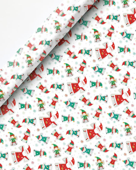 Santa & Elf Christmas Gift Wrap - 8m