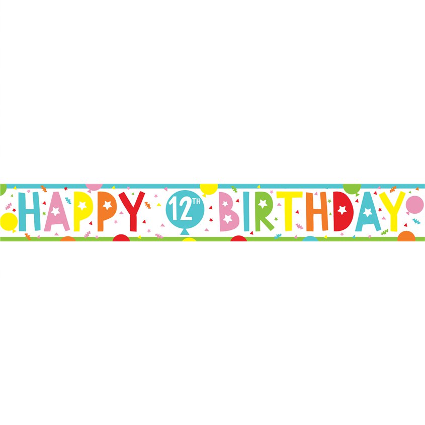 12th Birthday Paper Banners - 1m (3pk)