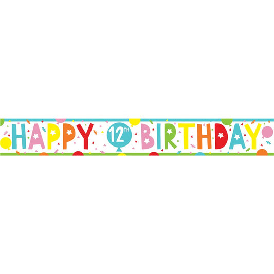 12th Birthday Paper Banners - 1m (3pk)