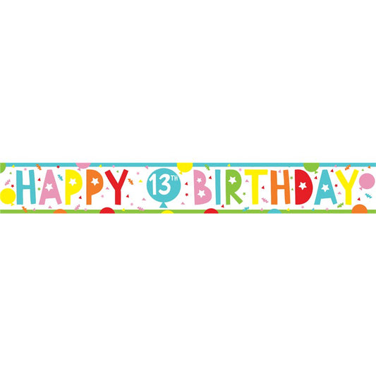 13th Birthday Brights Paper Banners - 1m (3pk)