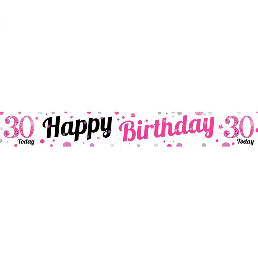 30th Birthday Pink Celebration Paper Banners -1m (3pk) – product image 3