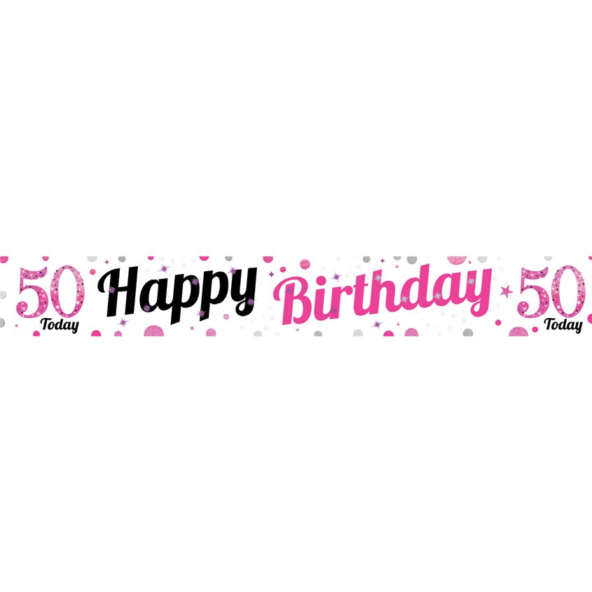 50th Birthday Pink Celebration Paper Banners -1m (3pk)