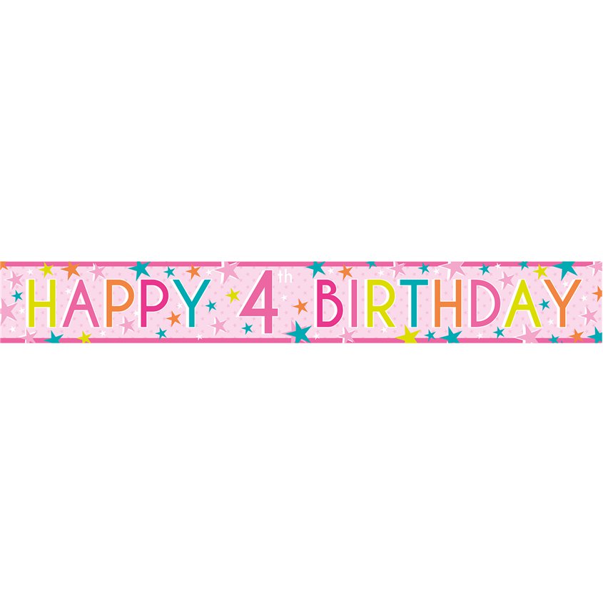 Girls 4th Birthday Paper Banners - 1m (3pk) – product image 2