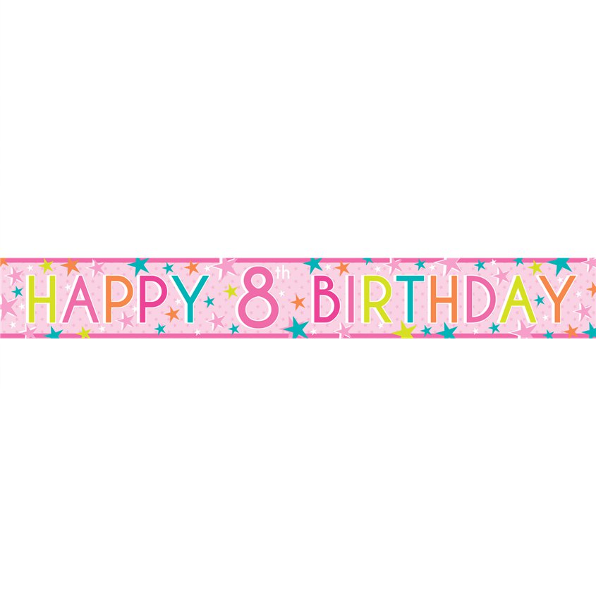 Girls 8th Birthday Paper Banners - 1m (3pk) – product image 2