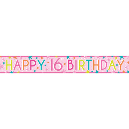 Girls 16th Birthday Paper Banners - 1m (3pk)