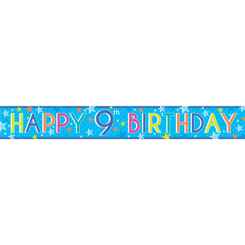 Boys 9th Birthday Paper Banners - 1m (3pk)