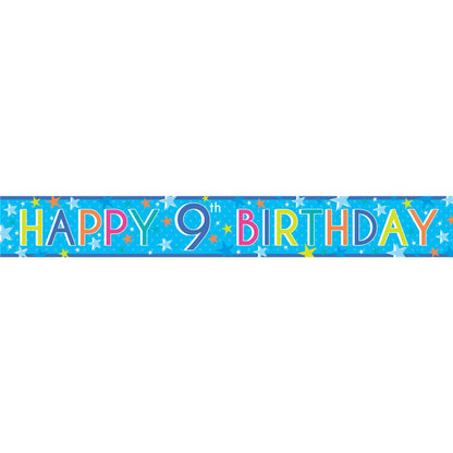 Boys 9th Birthday Paper Banners - 1m (3pk)