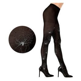 Silver Glitter Spiderweb Spider Tights Adult Party Delights