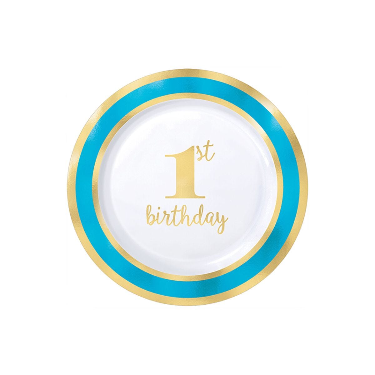 1st Bday Blue Border Plate 19cm (10pk)
