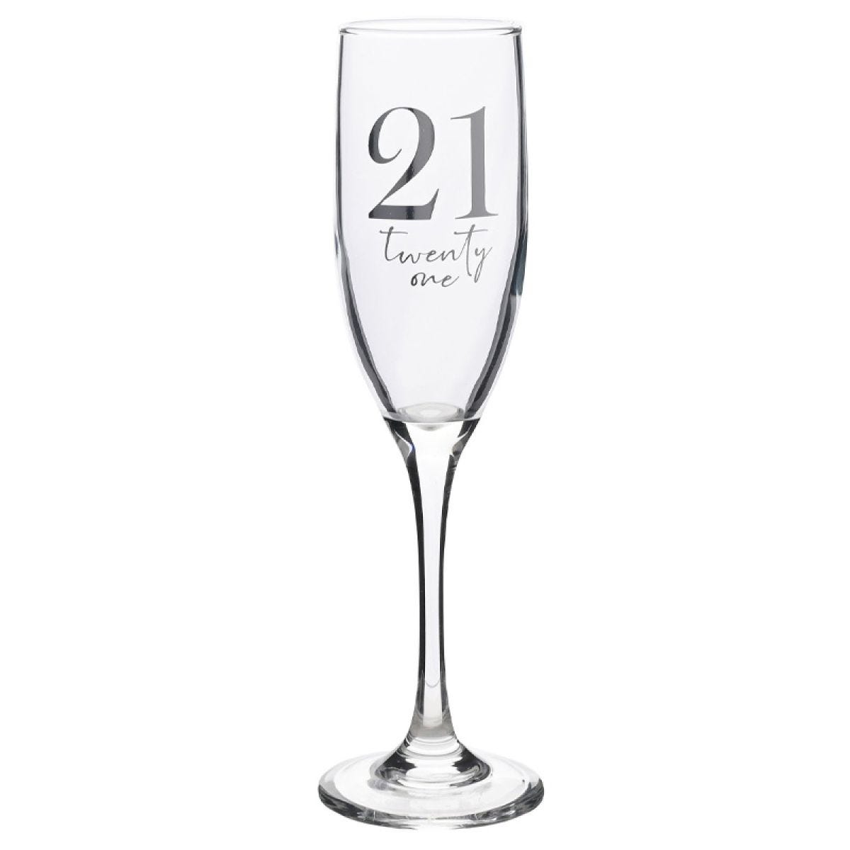 21st Birthday Glass Champagne Flute