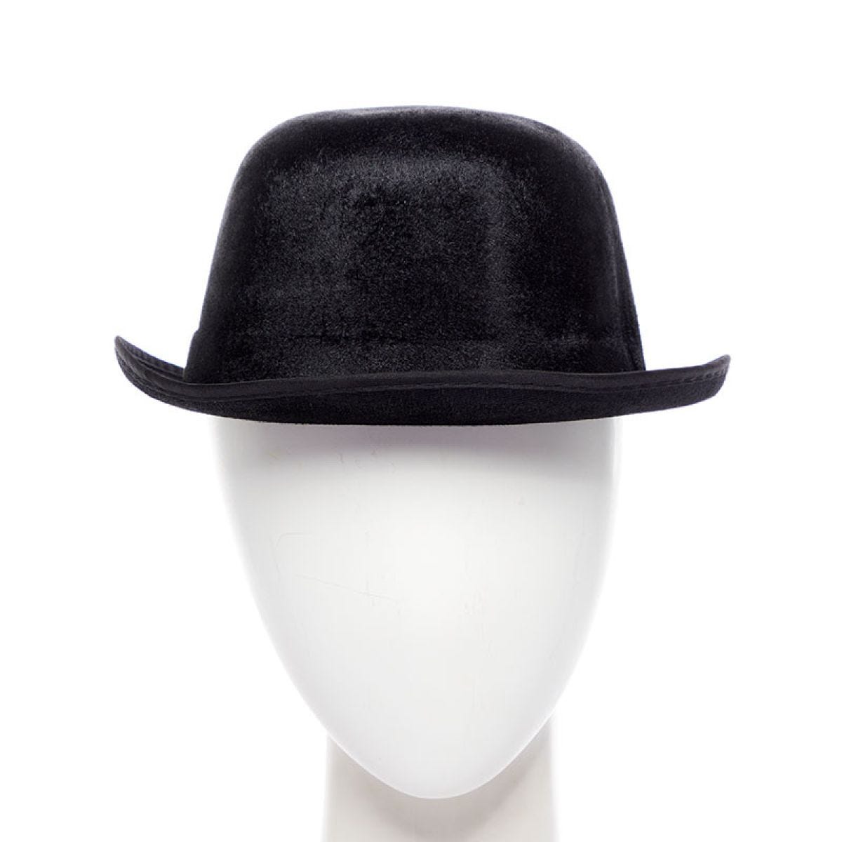 Black Velour Bowler Hat