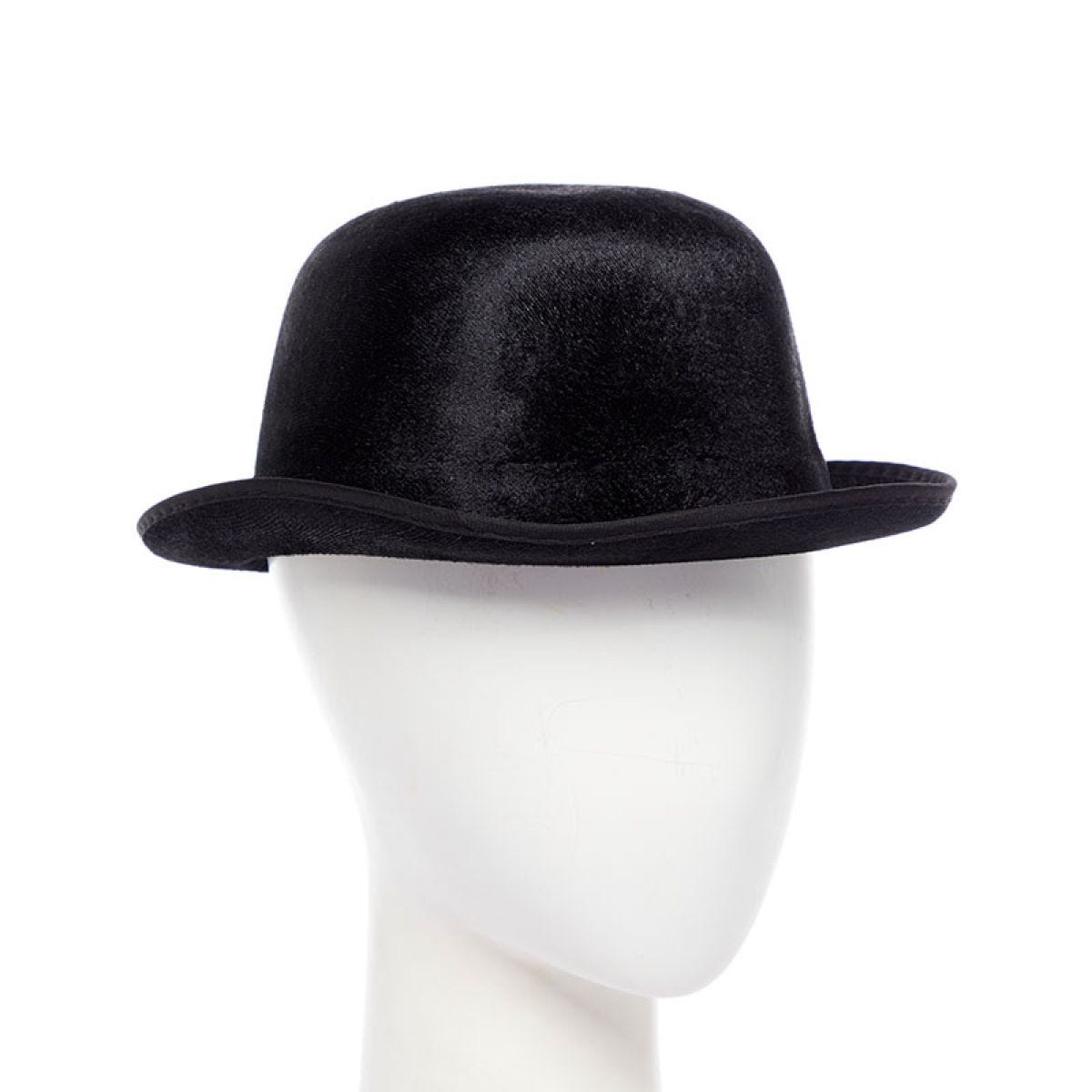 Black Velour Bowler Hat