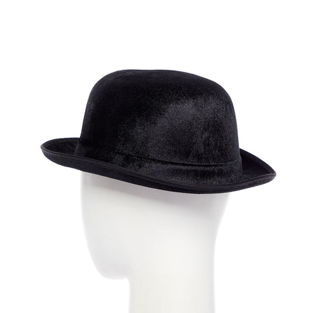 Black Velour Bowler Hat