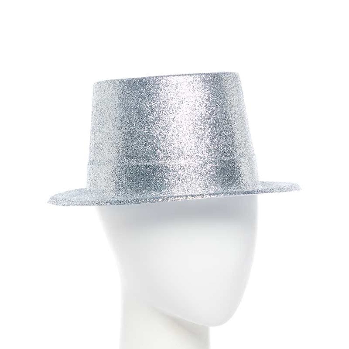 Silver Glitter Top Hat