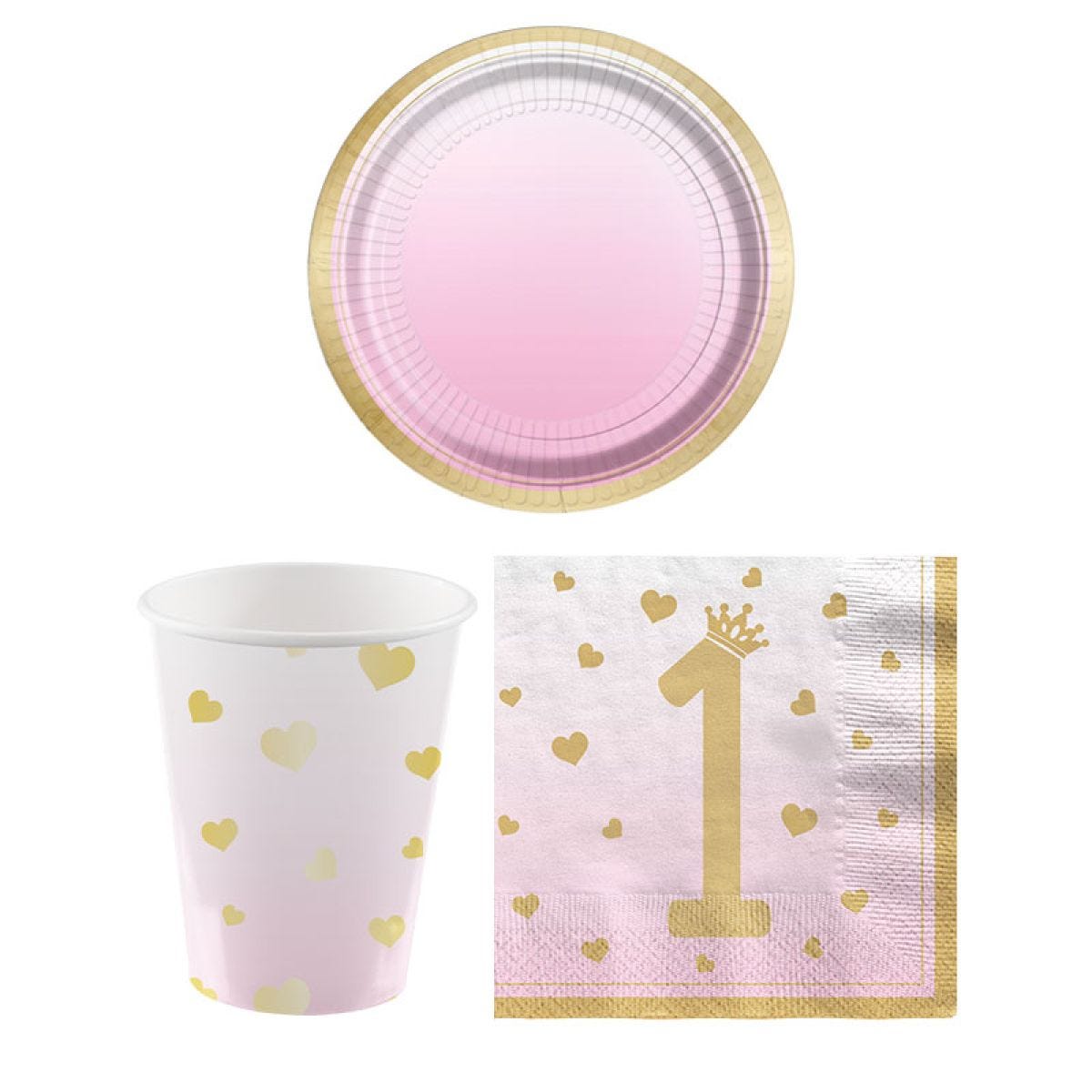 1st Birthday Pink - Super Value Party Pack for 8