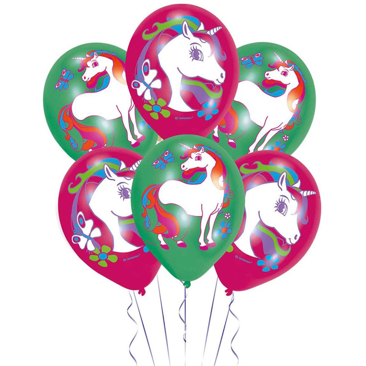 Unicorn 4 Colour Latex Balloons - 11" (6pk)