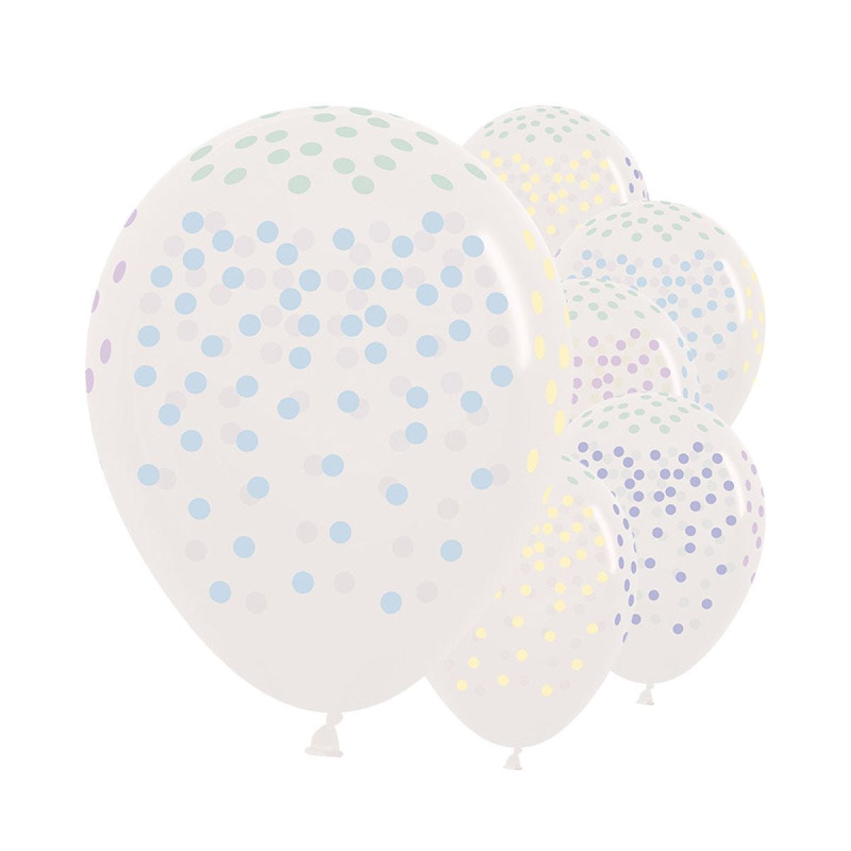 Crystal Clear Small Pastel Dots - 12" Latex Balloons (25pk)