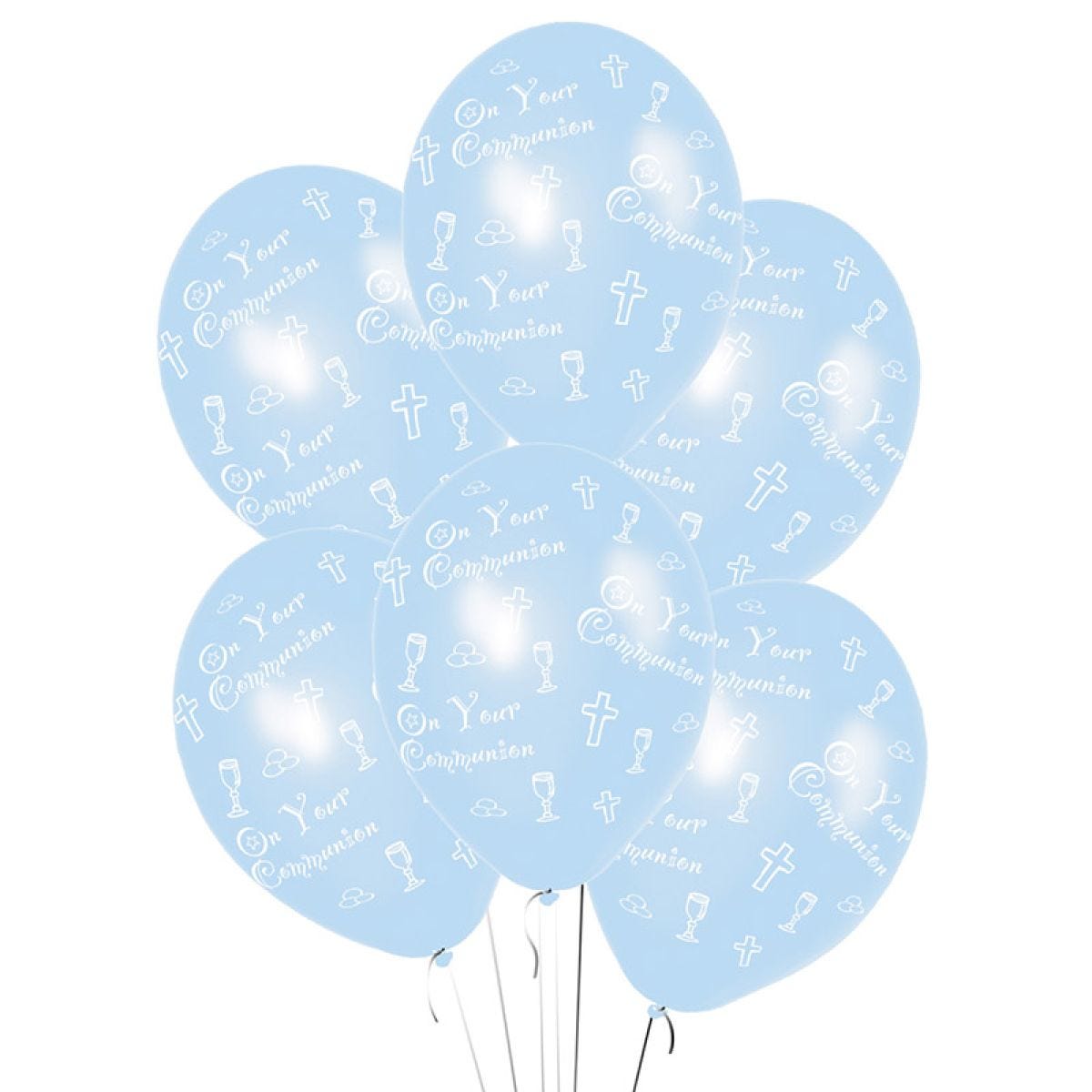 Communion Blue Printed - 11" Latex Balloons (6pk)