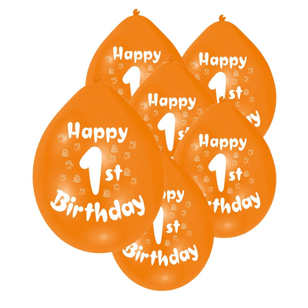 Assorted Multicolour Happy 1st Birthday - 9" Latex Balloons (10pk)