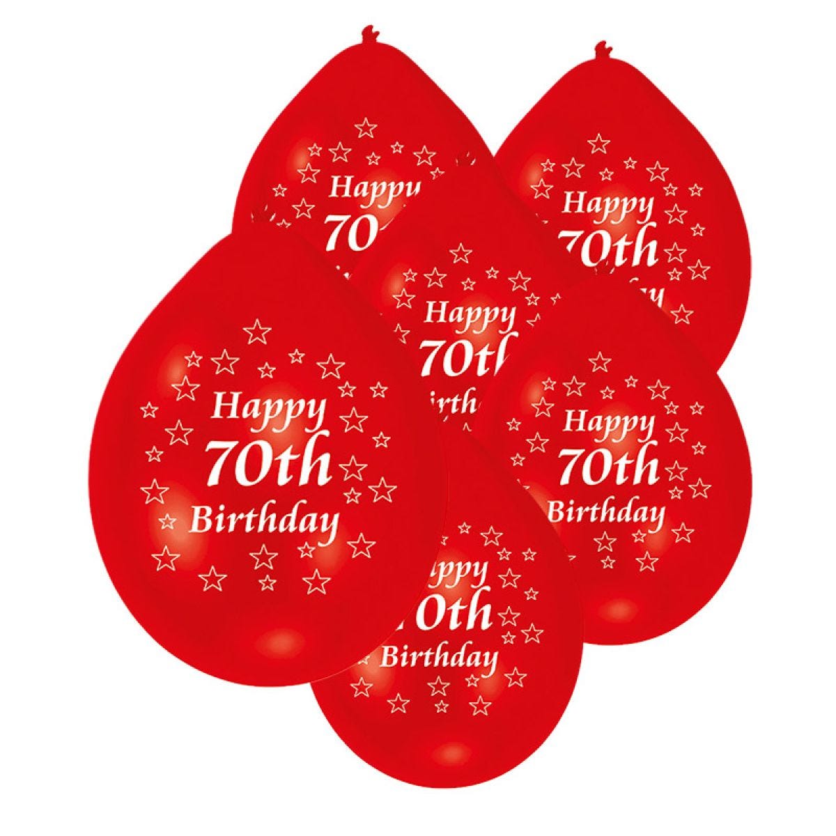 Assorted Multicolour Happy 70th Birthday - 9" Latex Balloons (10pk)