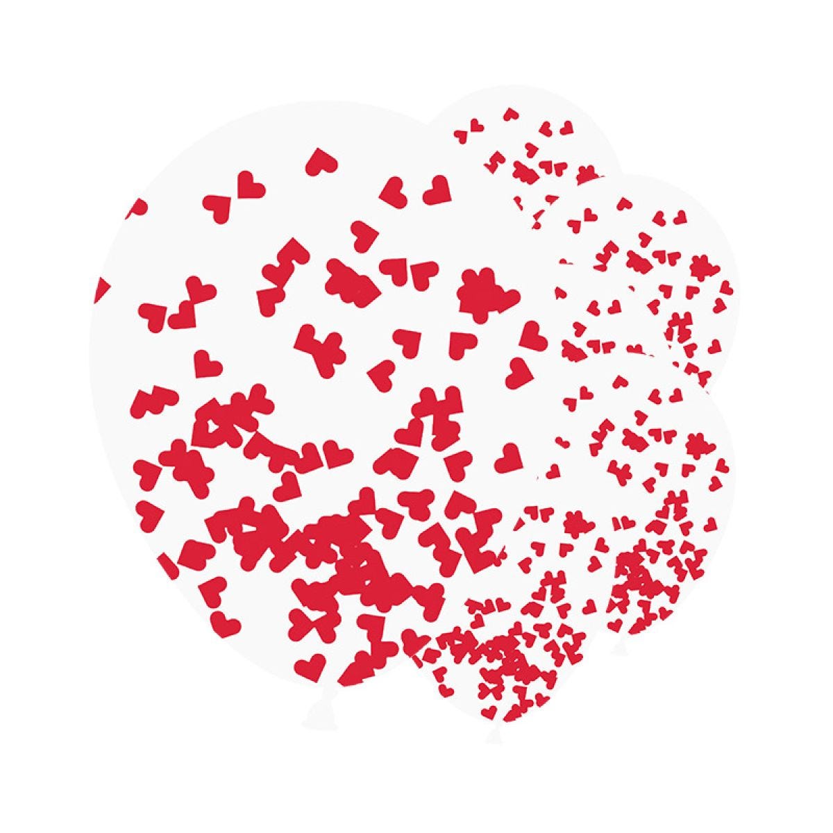 Confetti Red Lovehearts - 11" Latex Balloons (6pk)