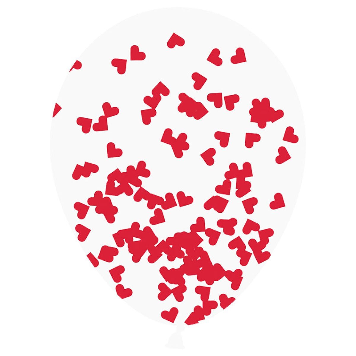 Confetti Red Lovehearts - 11" Latex Balloons (6pk)
