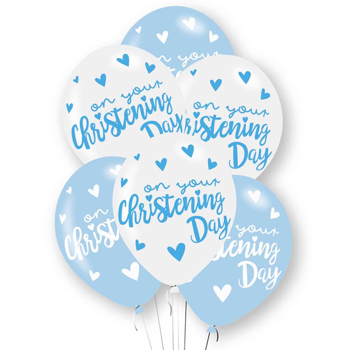 Blue Christening Day 11" Latex Balloons (6pk)