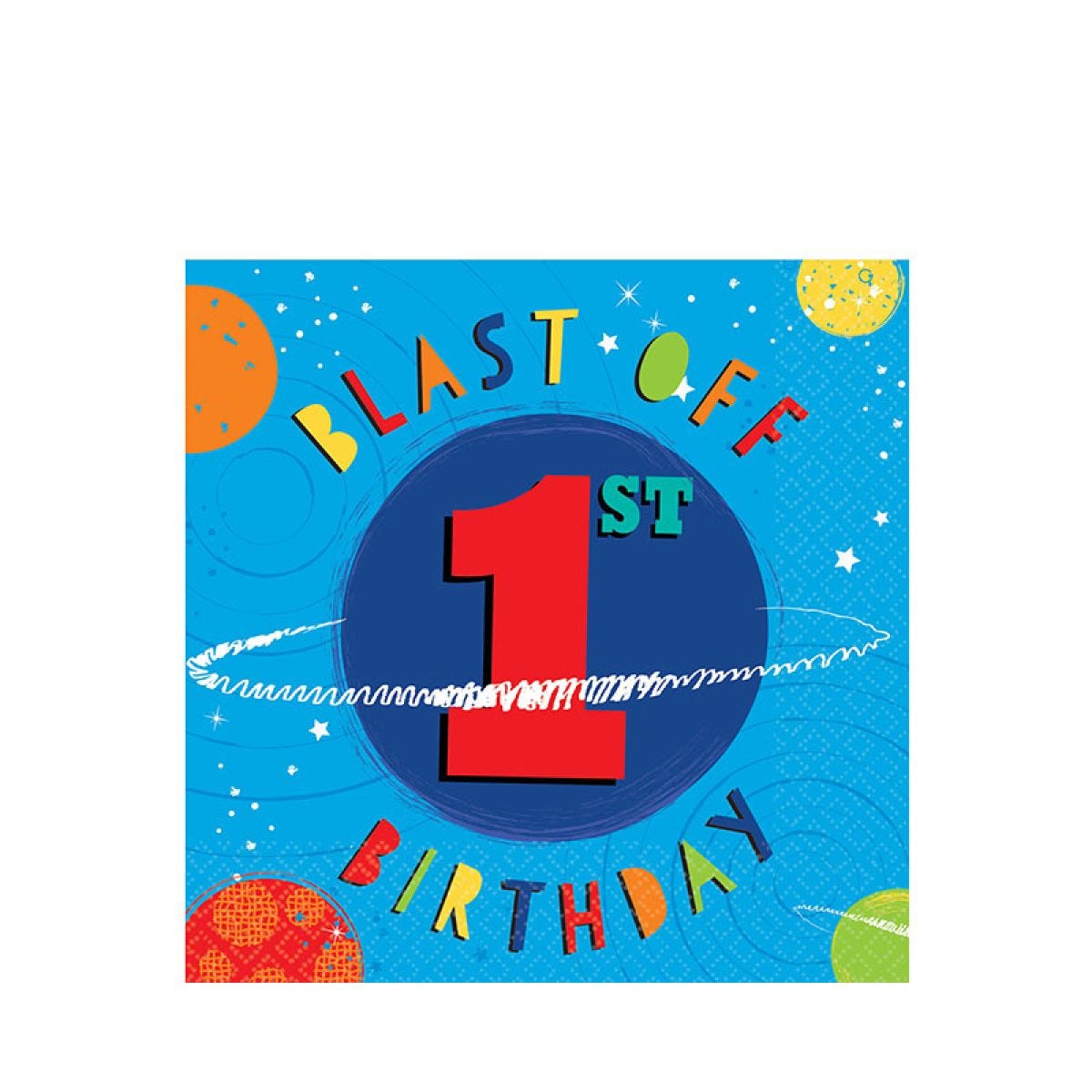 Blast Off 1st Paper Napkins 33cm (16pk)