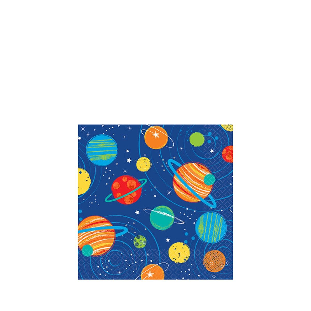 Blast Off Birthday Beverage Paper Napkins 25cm (16pk)