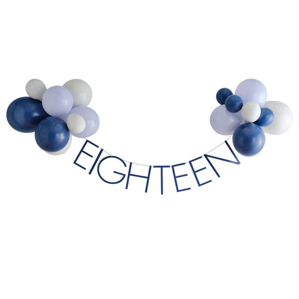 Blue Eighteen Paper Banner with Latex Balloons - 1.5m