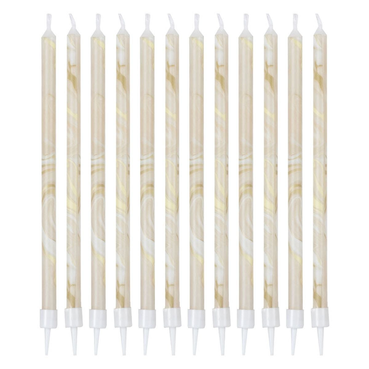 Neutral Marble Candles - 18cm (12pk)