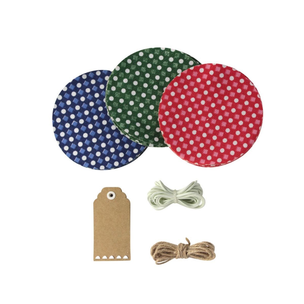 Gingham Fabric Jam Jar Toppers - 12cm (20pk)