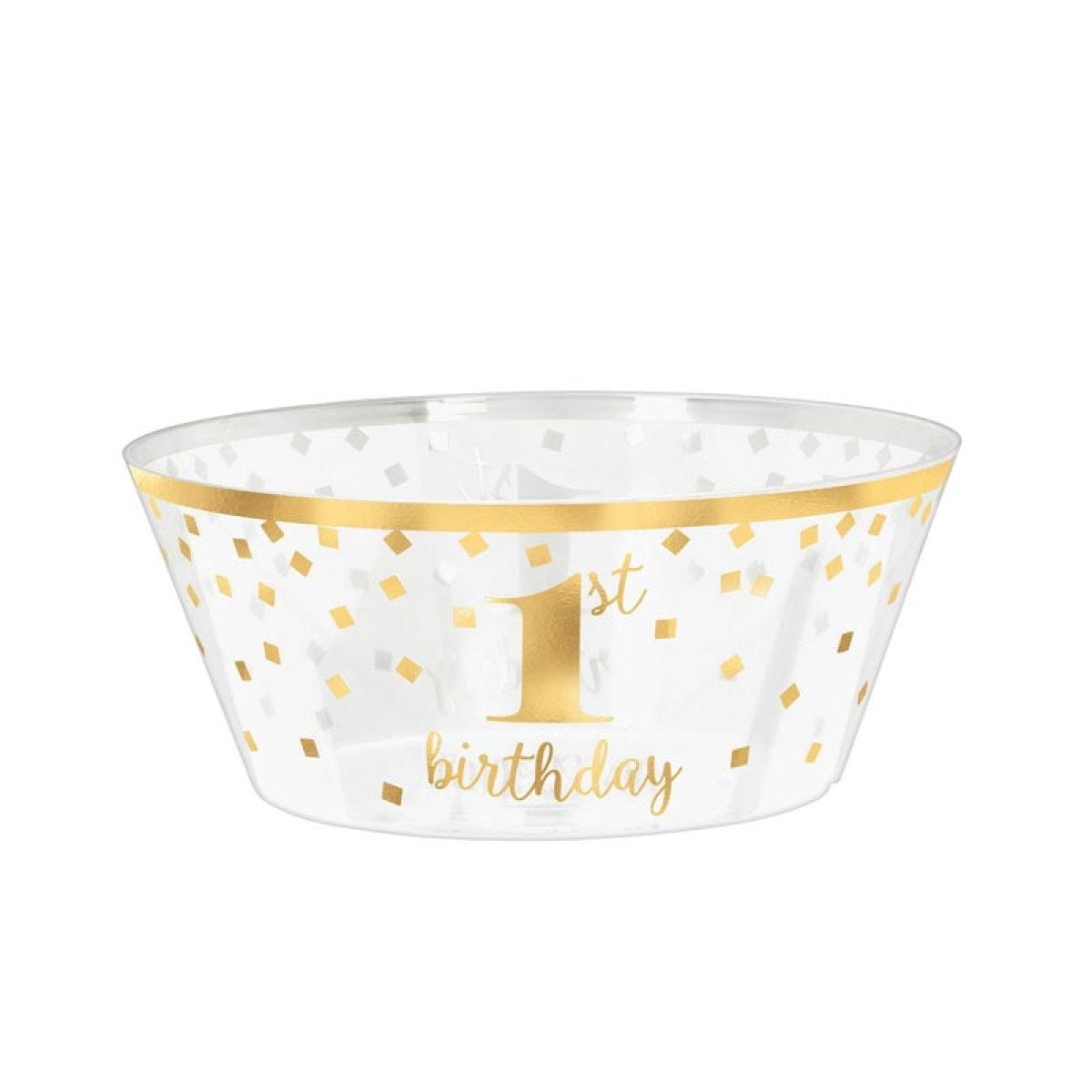 Gold 1st Birthday Plastic Bowl - 25cm