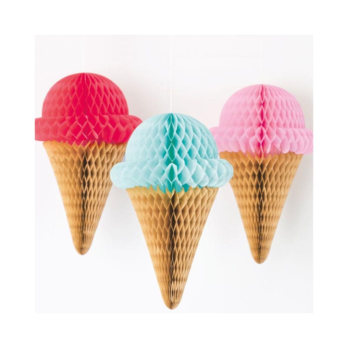 Ice Cream Honeycomb Decorations - 35cm (3pk)