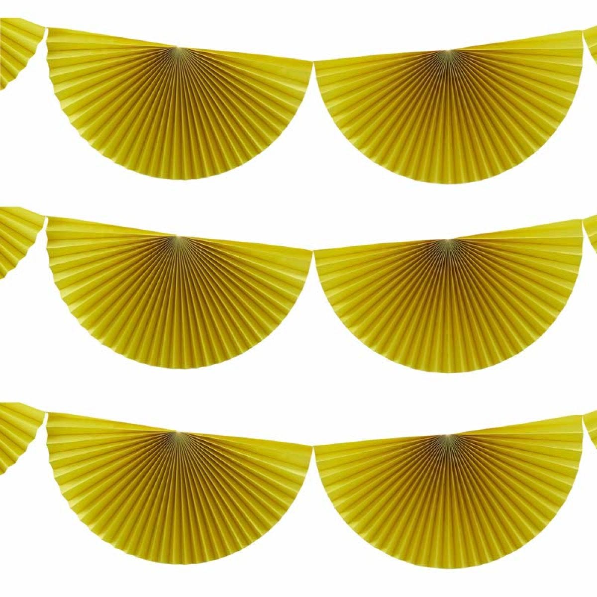 Yellow Paper Hanging Fan Bunting - 3m