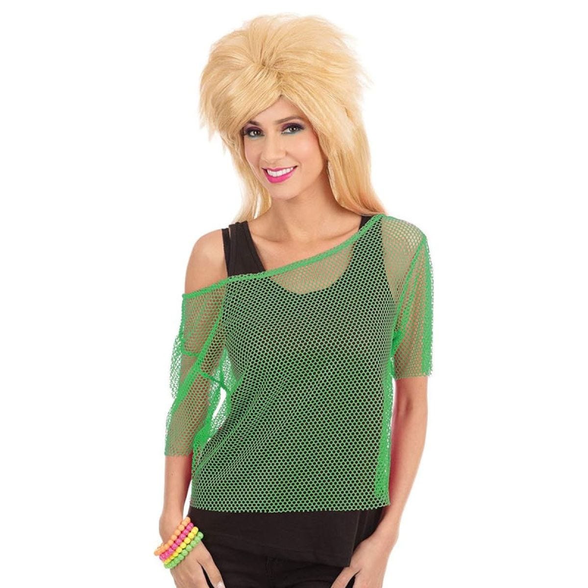 Green Mesh 80s Shirt - Adult Costume