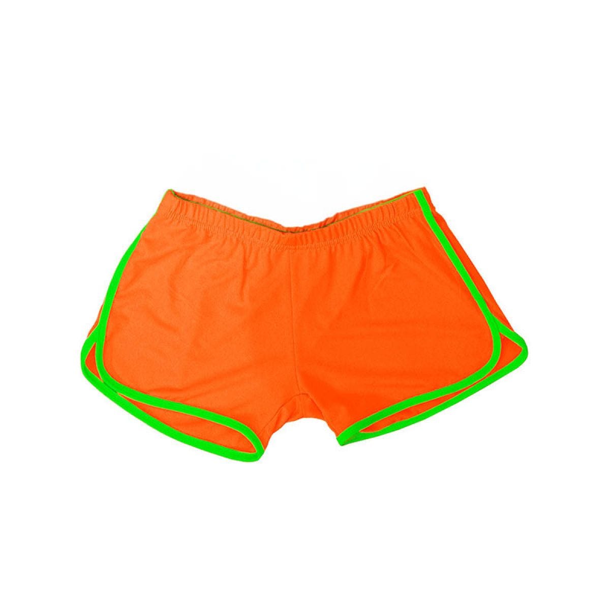 80s Neon Orange Hot Pants -Adult Costume