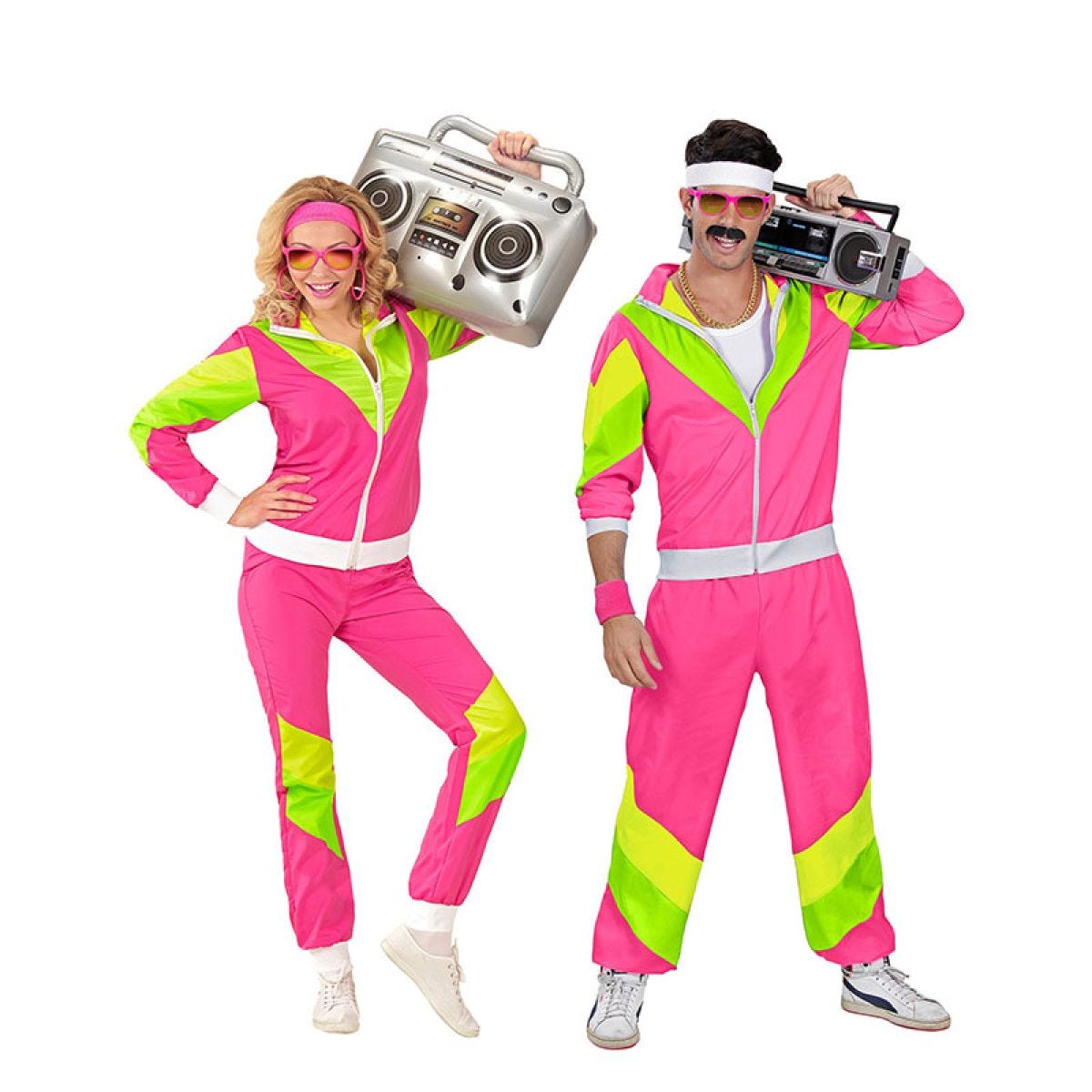 80s Neon Pink Shell Suit -Adult Costume
