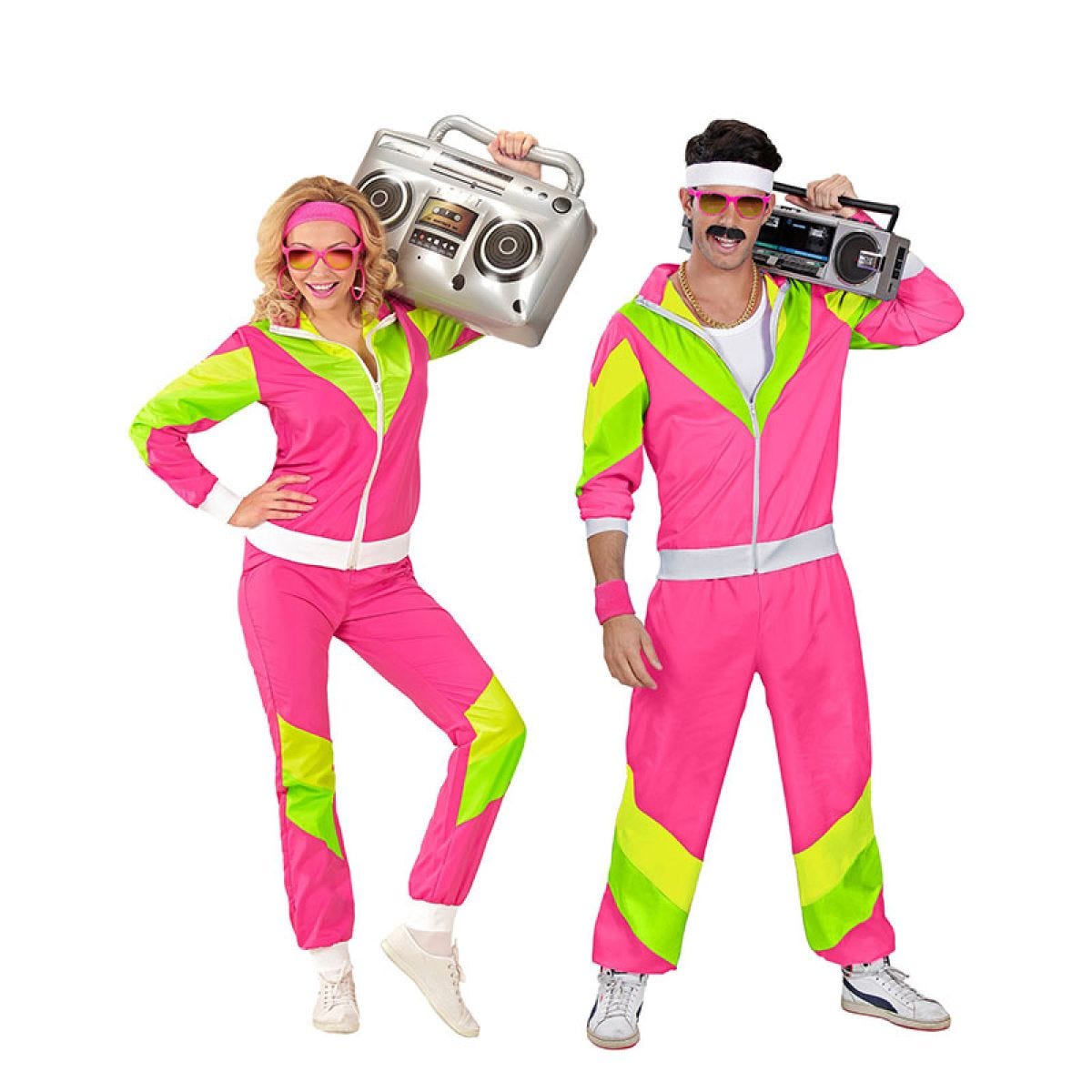 80s Neon Pink Shell Suit -Adult Costume | Party Delights