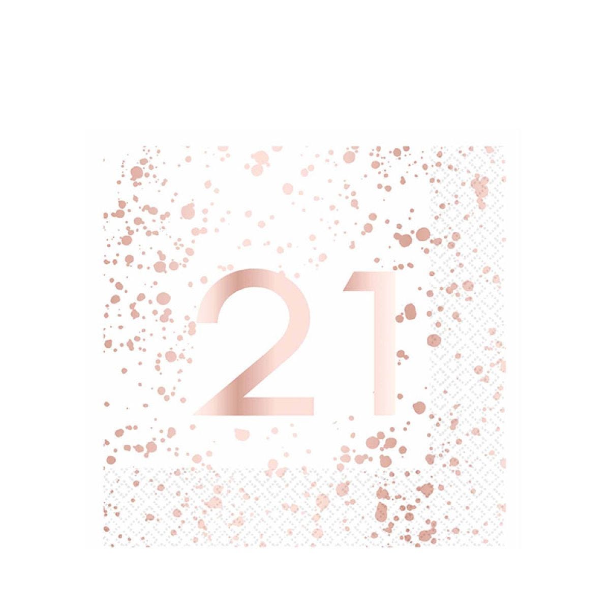 21st Rose Gold Paper Napkins 33cm (16pk)