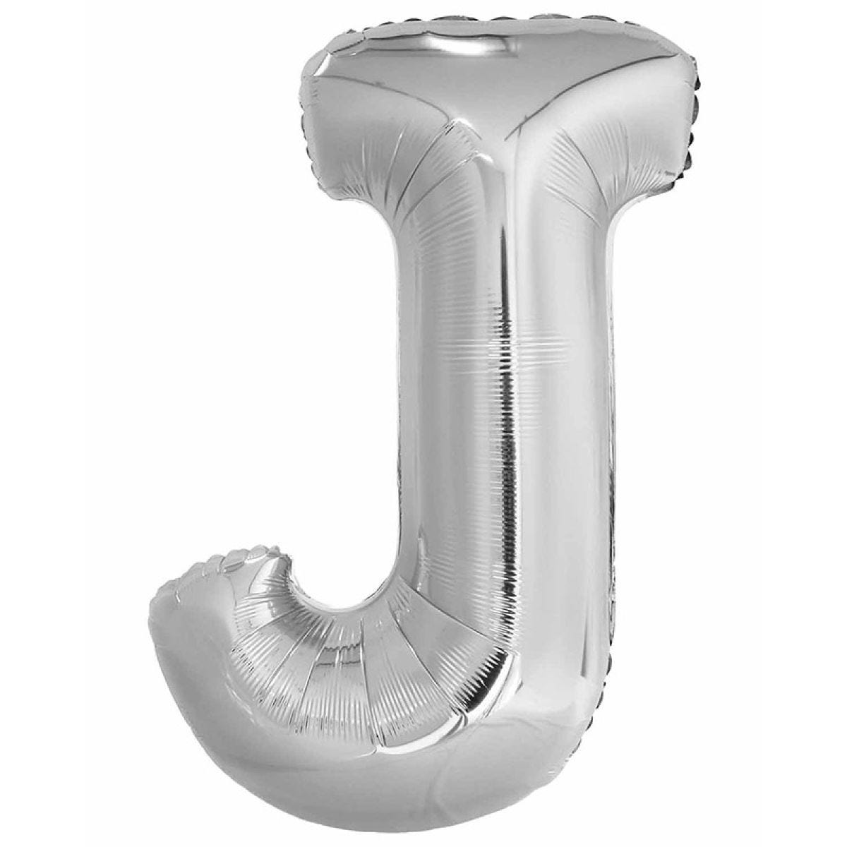 J Silver Letter Balloon - 34" Foil